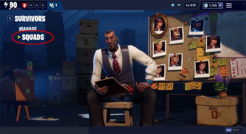 The Director oversees the Survivor section in the Fortnite Save the World interface.